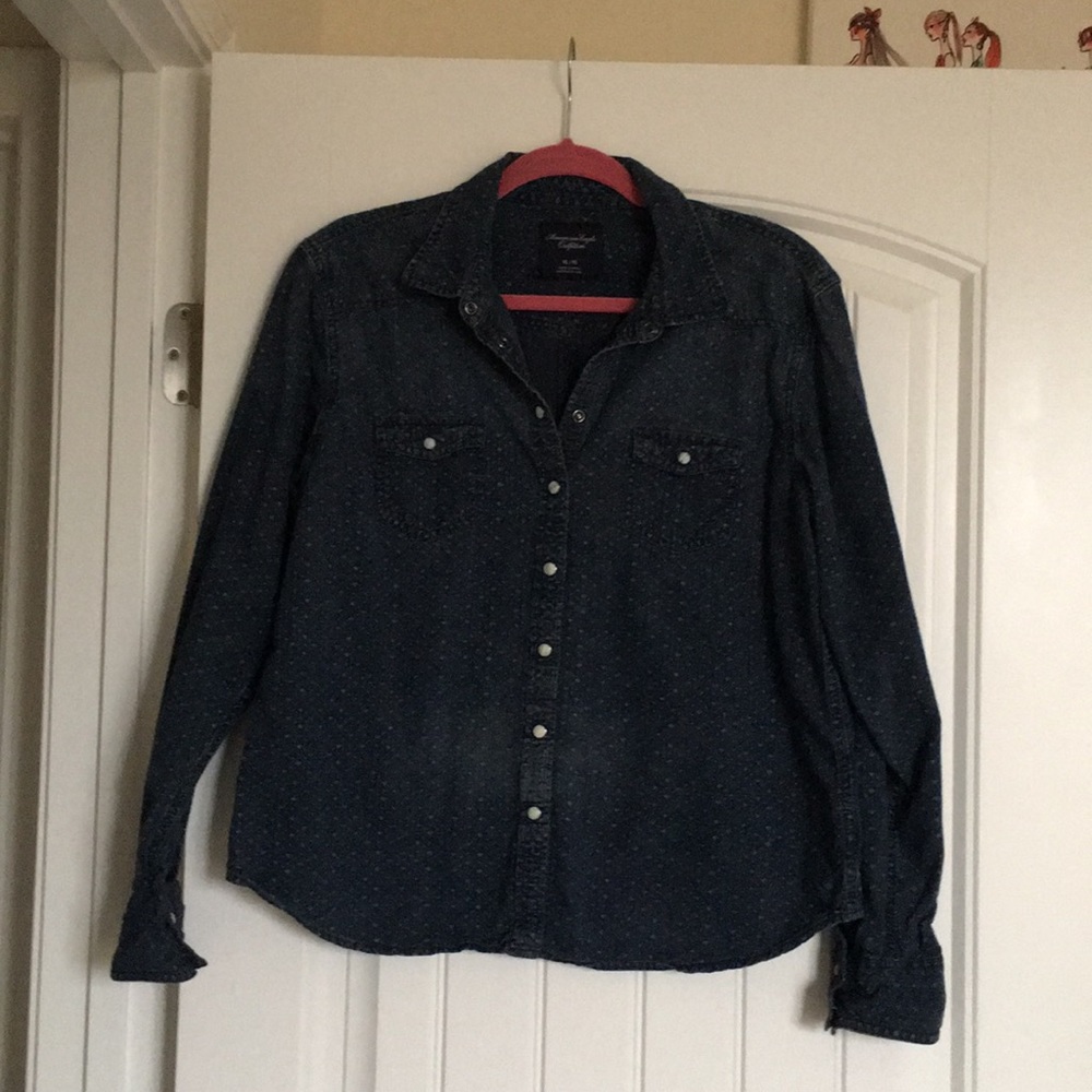 American Eagle blue snap button shirt - XL